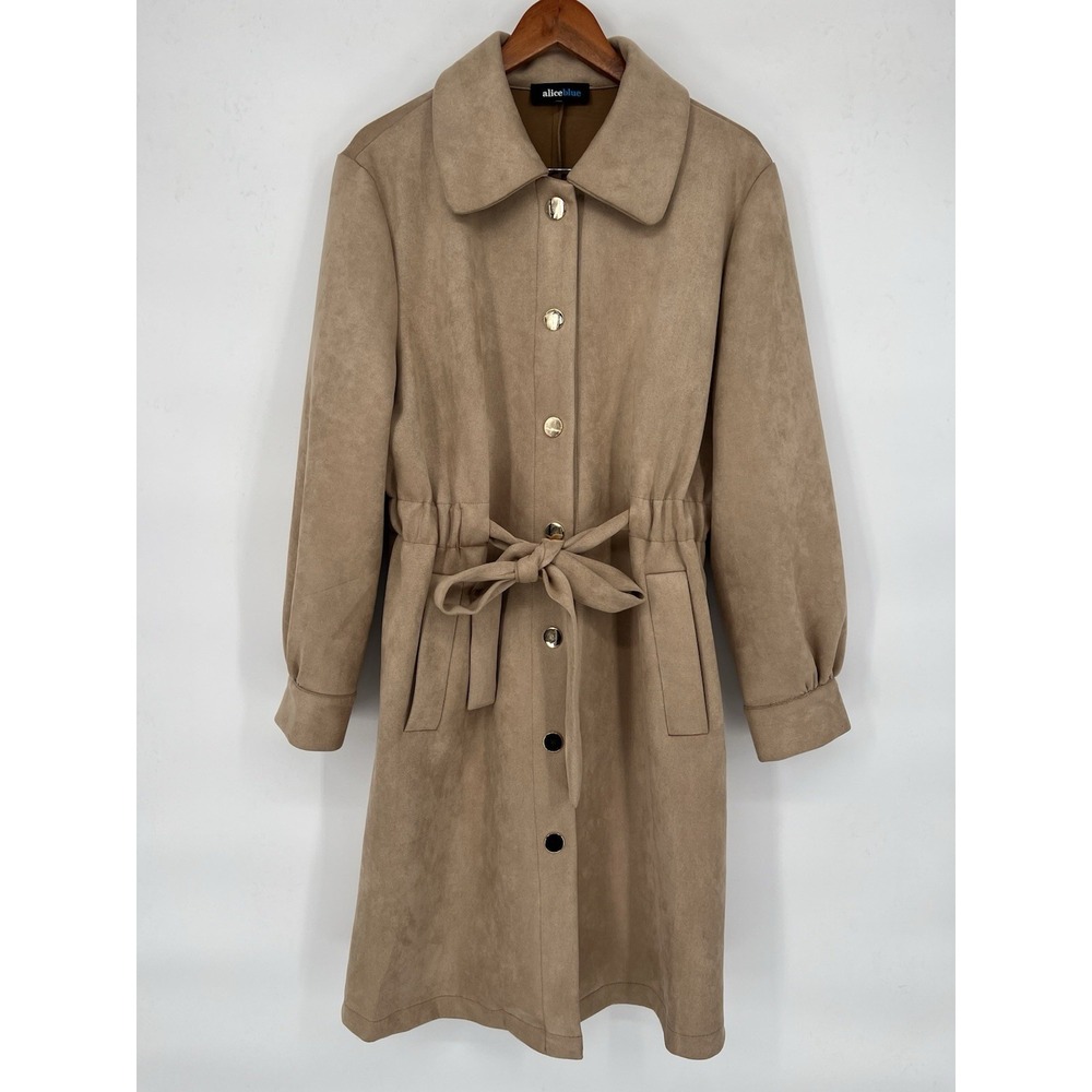 Alice Blue Womens Brown Long Sleeve Cinch Waist Belted Trench Coat Size XL‎